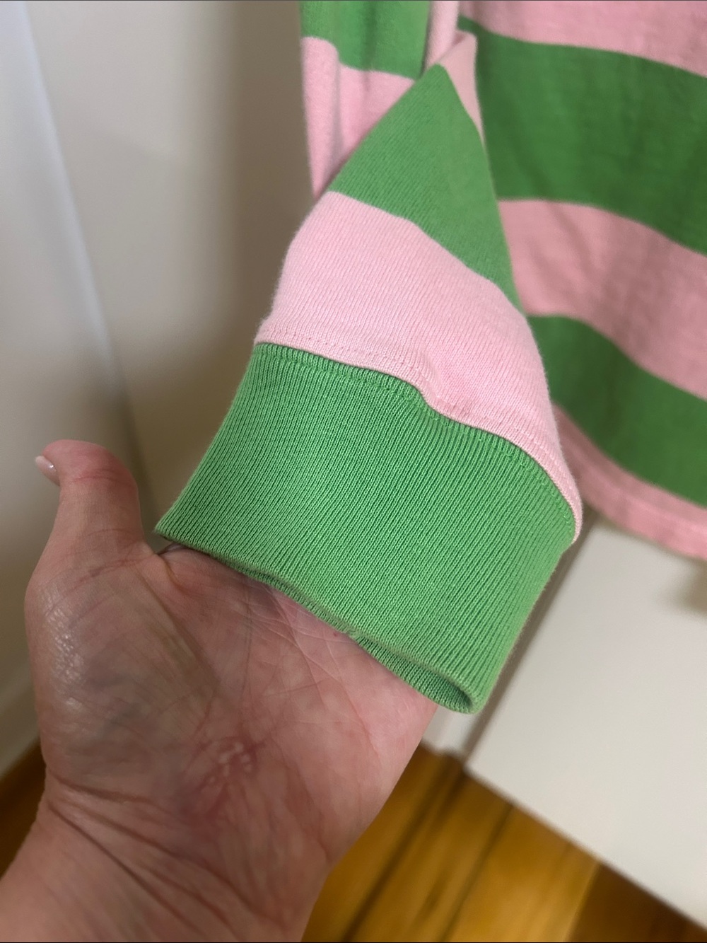 Vintage Preppy Polo by Ralph Lauren Pink and Green Striped Rugby Polo Y2K - Picture 6 of 6